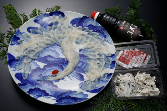 鶴盛り/陶器皿33㎝活とらふぐ刺身(2~3人前)